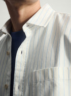 Men's Brooklyn Striped Short Sleeve Shirt In Bel Air Blue - BROOKLYN INDUSTRIES