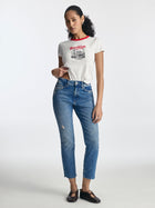 Court High Rise Cropped Straight Leg Jeans in Light Ripped Denim - BROOKLYN INDUSTRIES