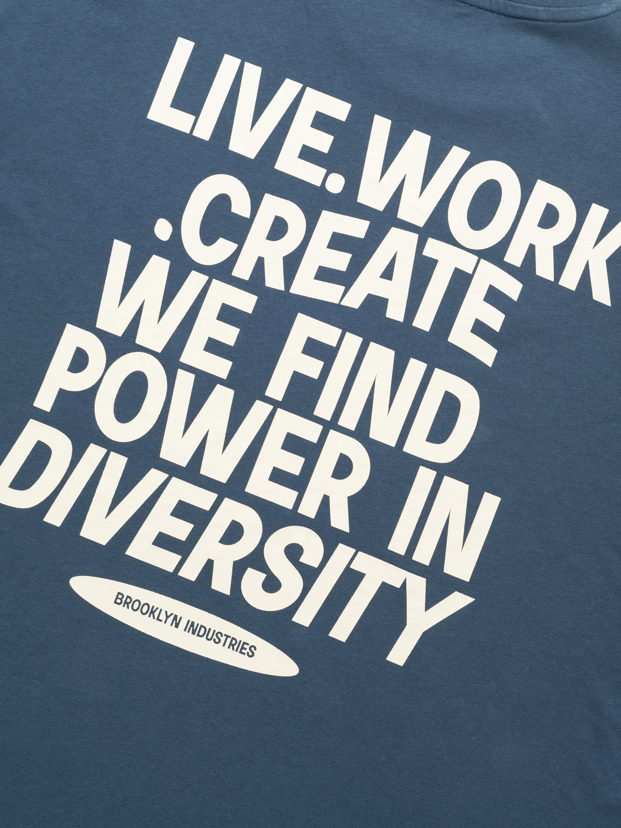 Men's Live Work Create T-Shirt In Dark Denim - BROOKLYN INDUSTRIES