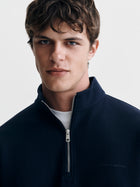 Men's Pique Half Zip Sweatshirt in Black Iris - BROOKLYN INDUSTRIES
