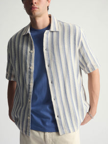 Men's Brooklyn Striped Short Sleeve Shirt In Turtledove - BROOKLYN INDUSTRIES