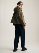 Women's Hooded Puffer Jacket in Dusky Green - BROOKLYN INDUSTRIES