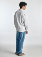 Men's Polo Sweatshirt in Grey Melange - BROOKLYN INDUSTRIES