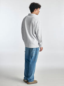 Men's Polo Sweatshirt in Grey Melange - BROOKLYN INDUSTRIES
