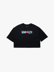 Women's Brooklyn Graphic Cropped T-Shirt in Black