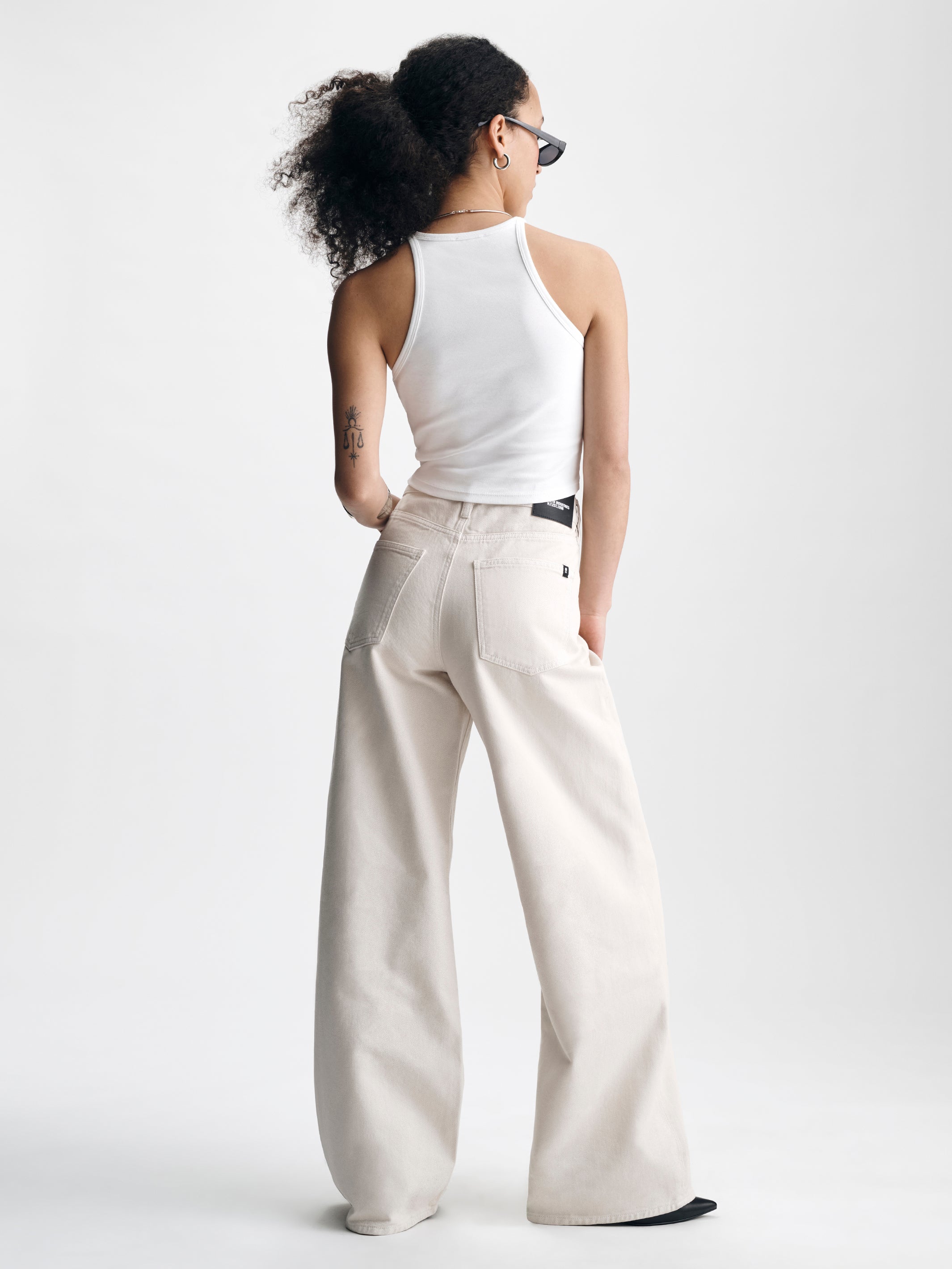 Women's High Neck Tank Top in White - BROOKLYN INDUSTRIES