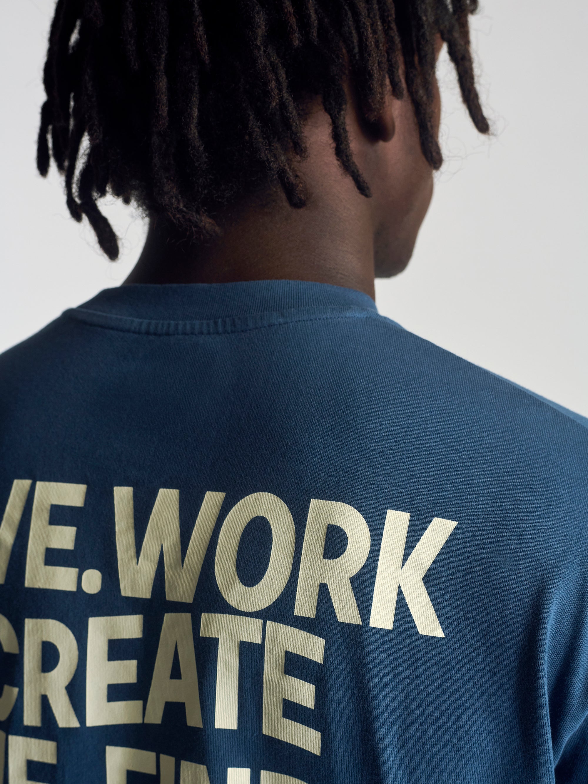 Men's Live Work Create T-Shirt In Dark Denim - BROOKLYN INDUSTRIES