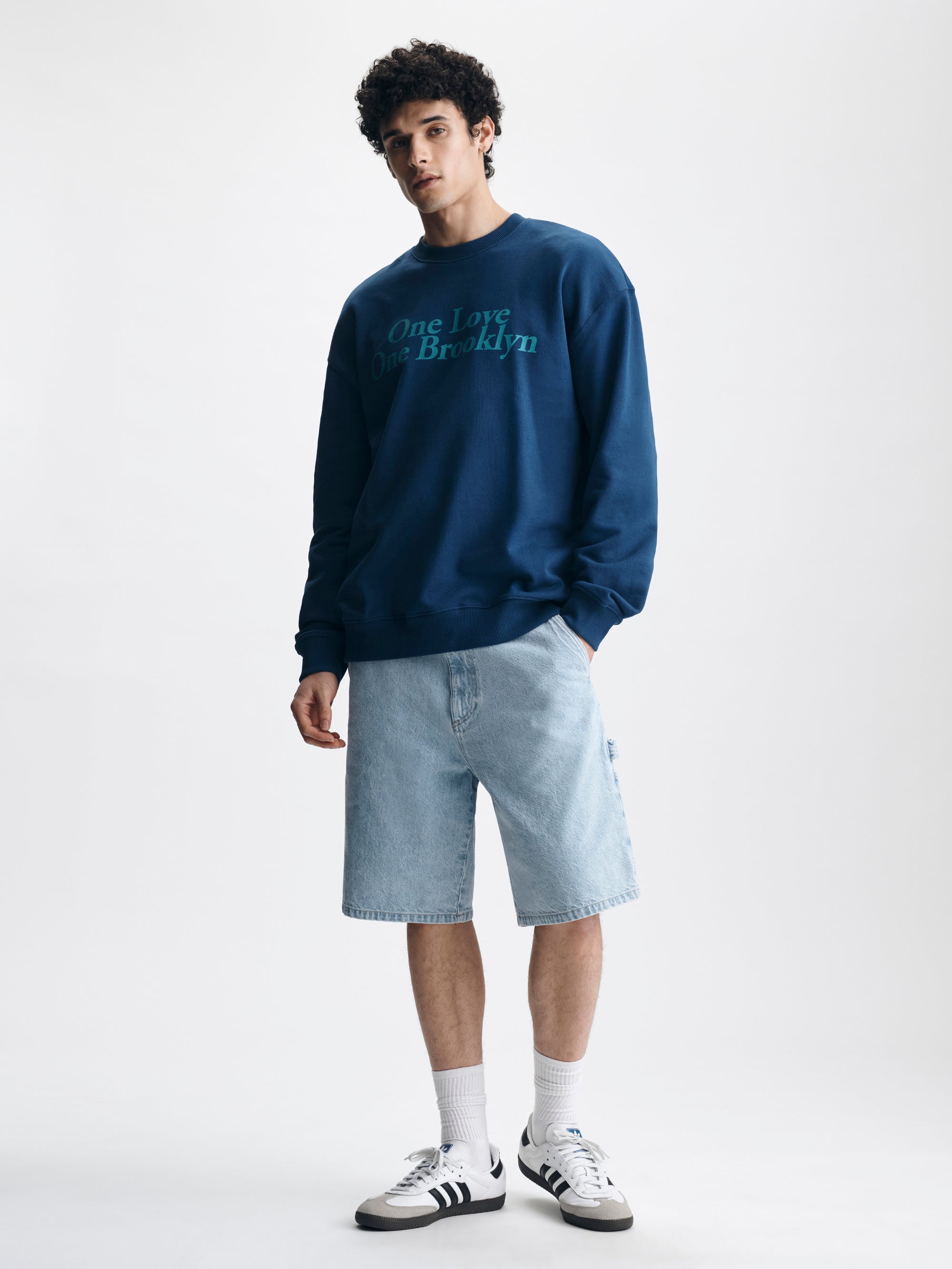 Men's One Love One Brooklyn Sweatshirt in Navy Peony - BROOKLYN INDUSTRIES