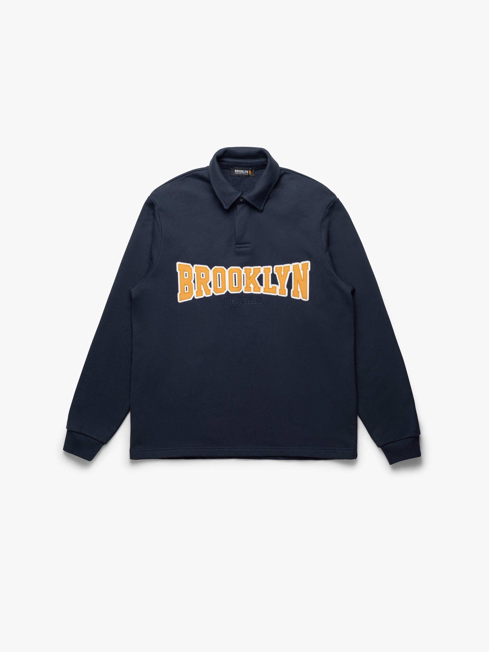 Men's Campus Half Buttoned Sweatshirt In Navy - BROOKLYN INDUSTRIES