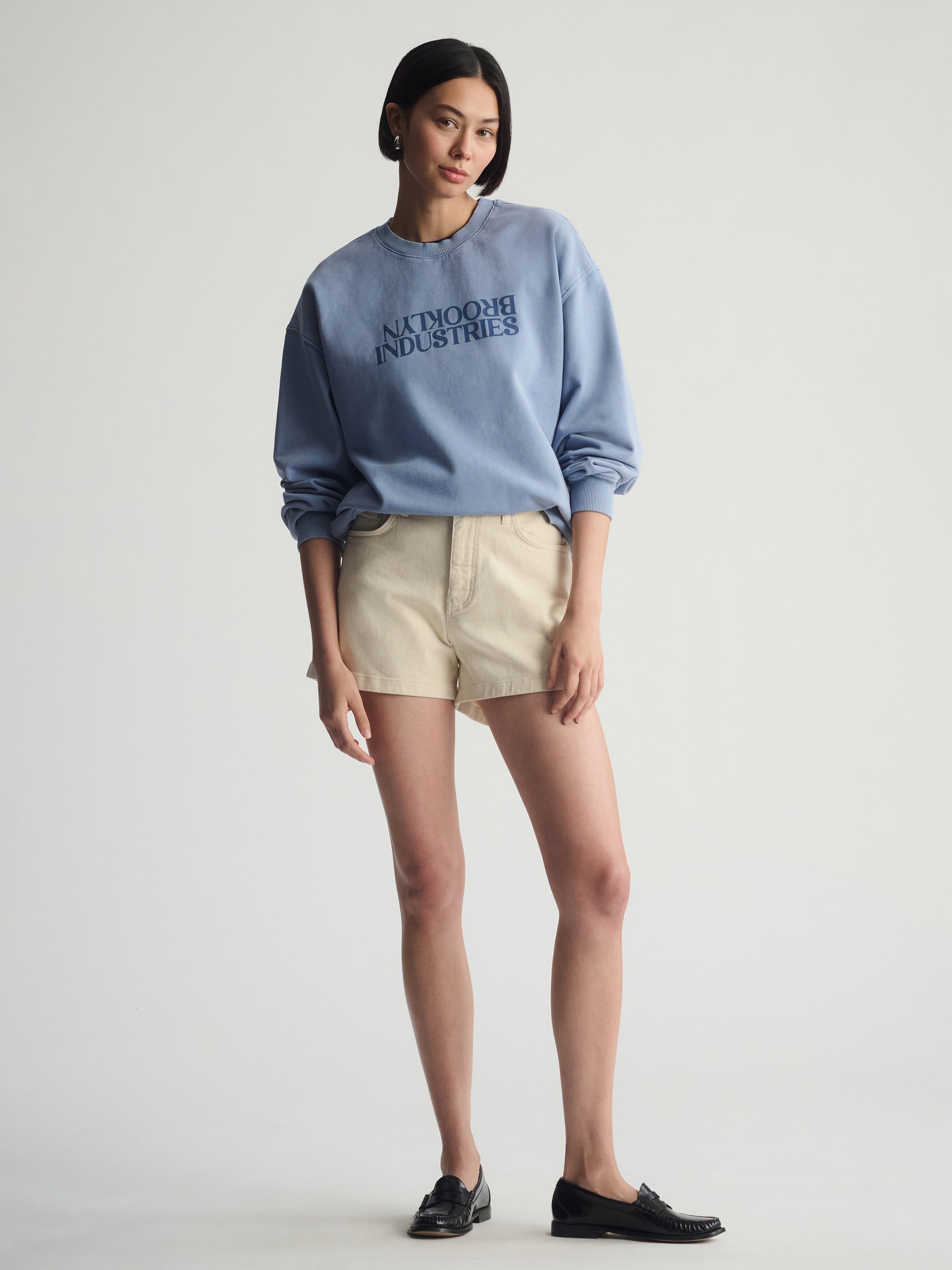 Women's Brooklyn Loose Crew Neck Sweatshirt In Bijou Blue - BROOKLYN INDUSTRIES