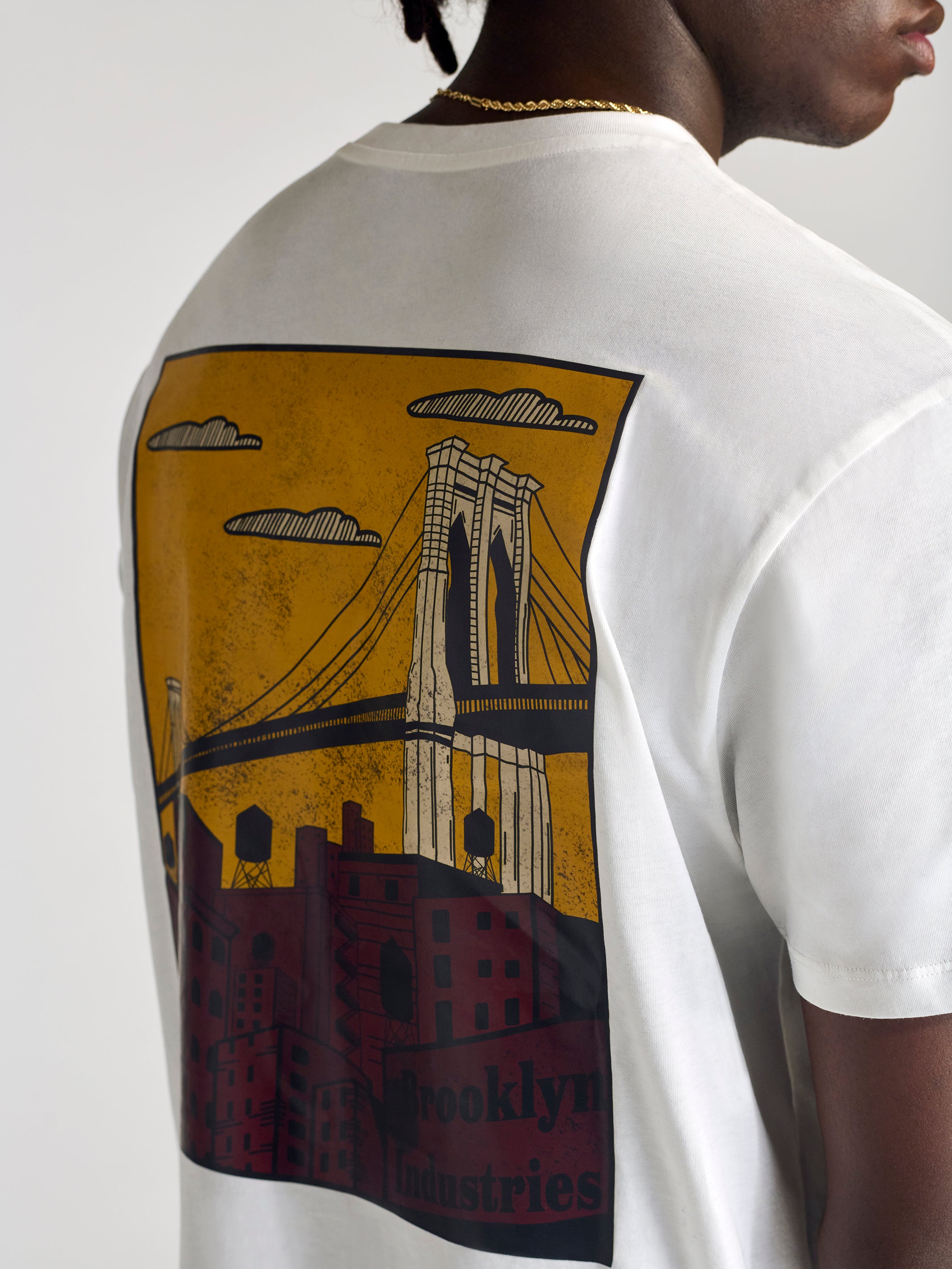 Men's City Printed T-Shirt In Antique White - BROOKLYN INDUSTRIES