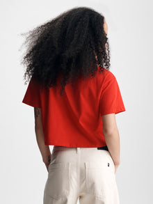 Women's Cropped Brooklyn Industries T-Shirt in Goji Berry - BROOKLYN INDUSTRIES