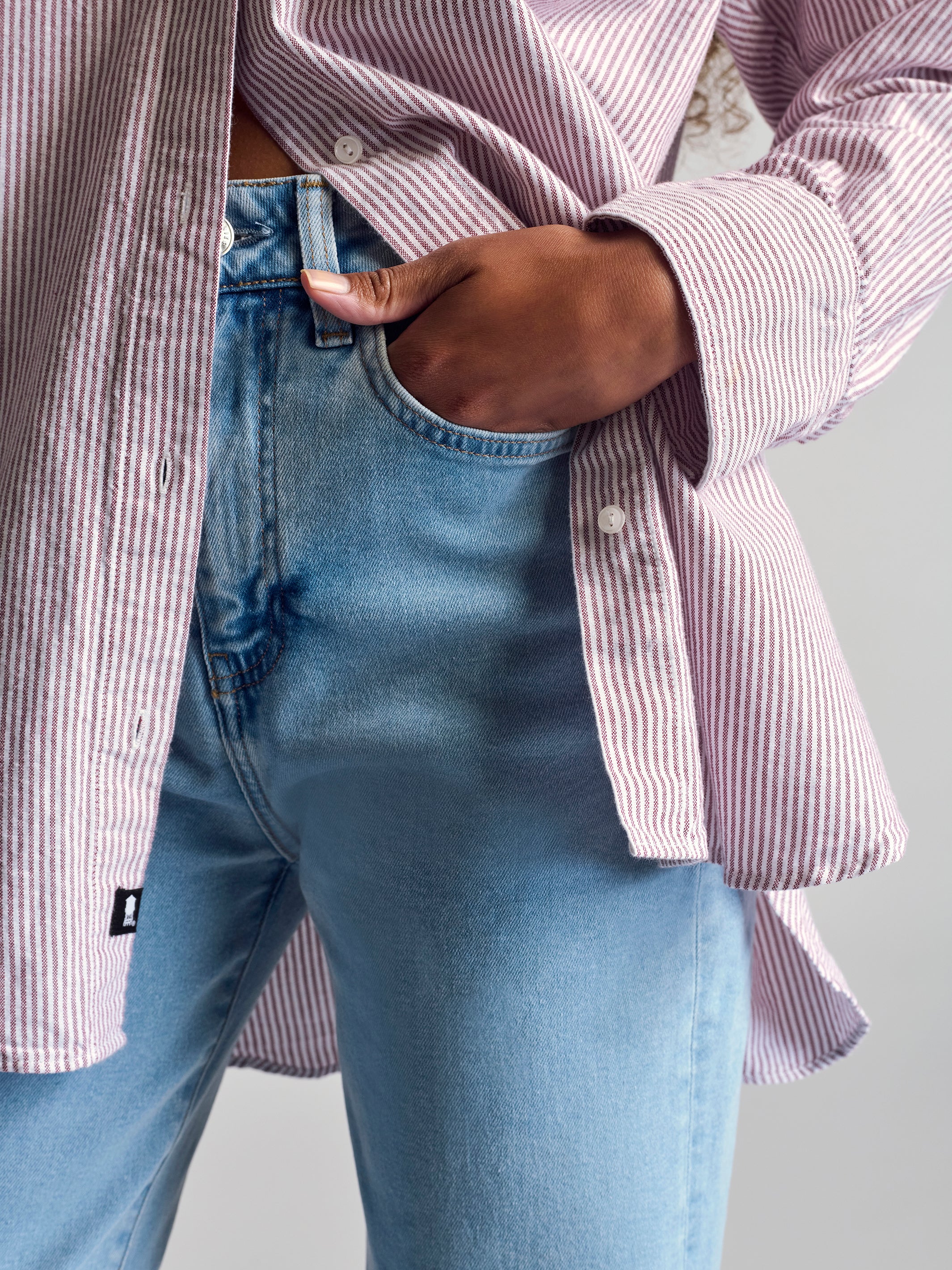 Women's Wythe Striped Oxford in Berry - BROOKLYN INDUSTRIES