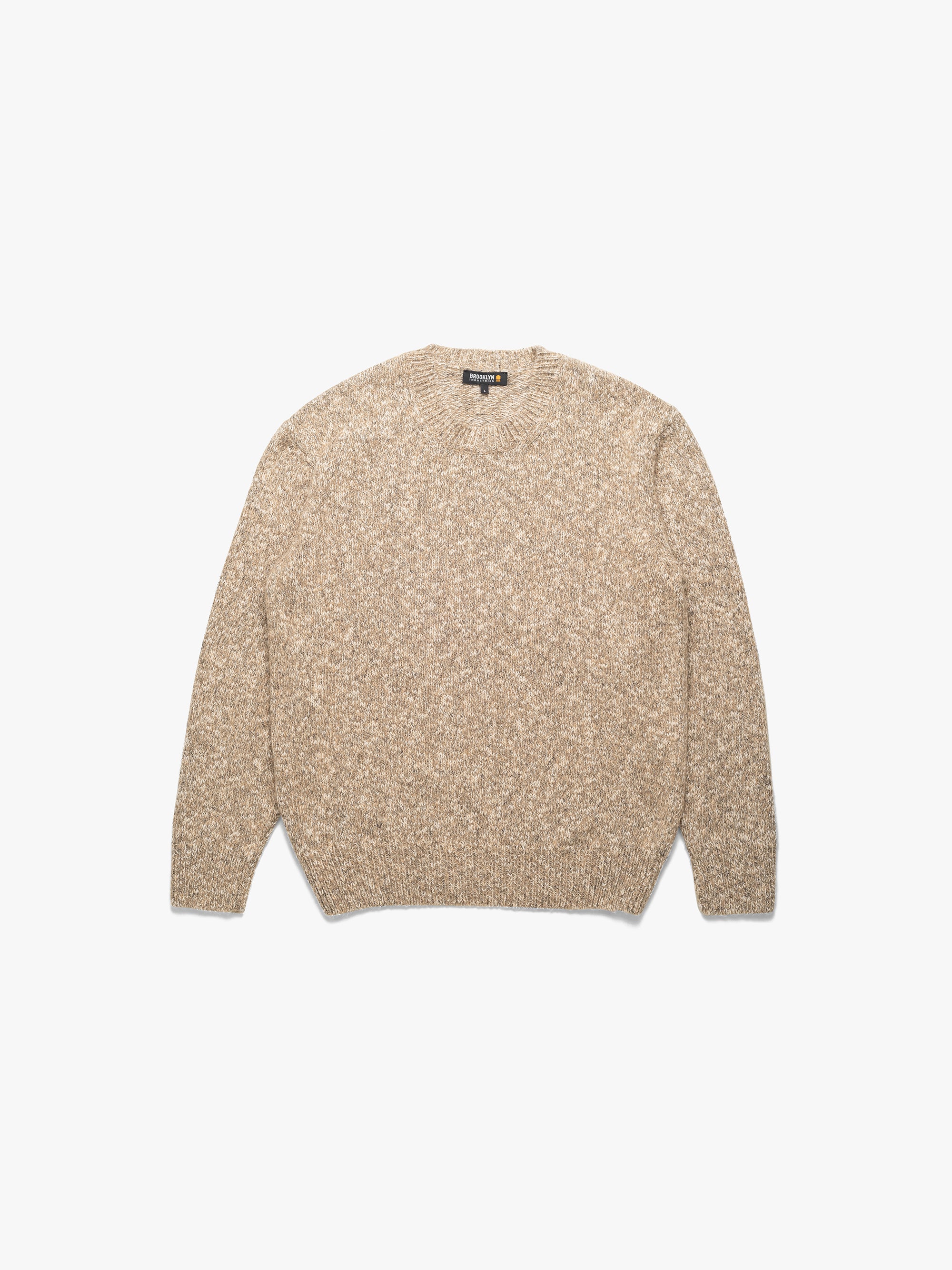 Men's Crew Neck Sweater In Oatmeal Melange - BROOKLYN INDUSTRIES