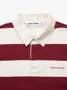 Men's Brooklyn Long Sleeve Striped Rugby T-Shirt in Biking Red Striped