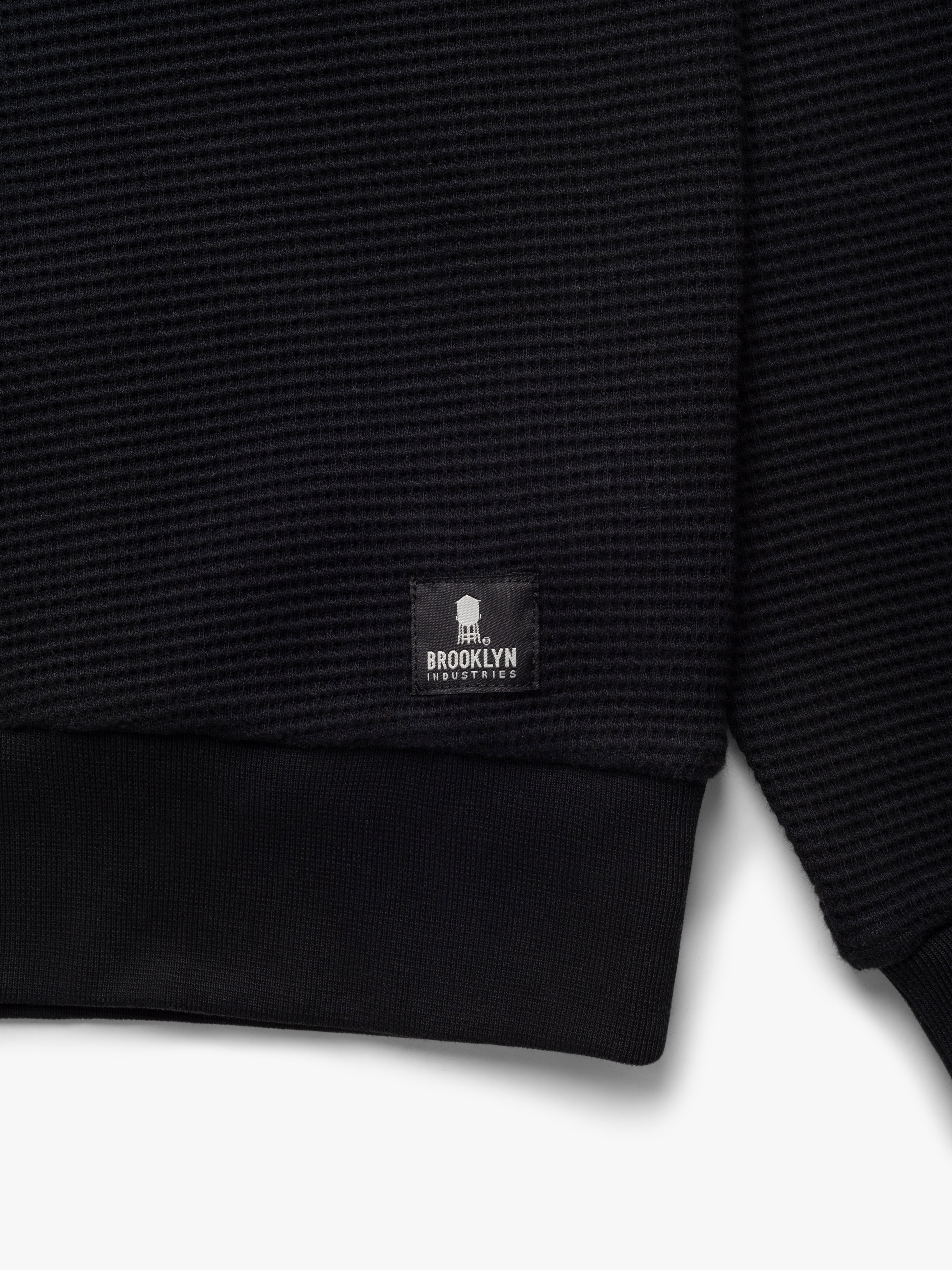 Men's Waffle Crew Neck Sweatshirt In Black | Brooklyn Industries