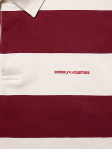 Men's Brooklyn Long Sleeve Striped Rugby T-Shirt in Biking Red Striped