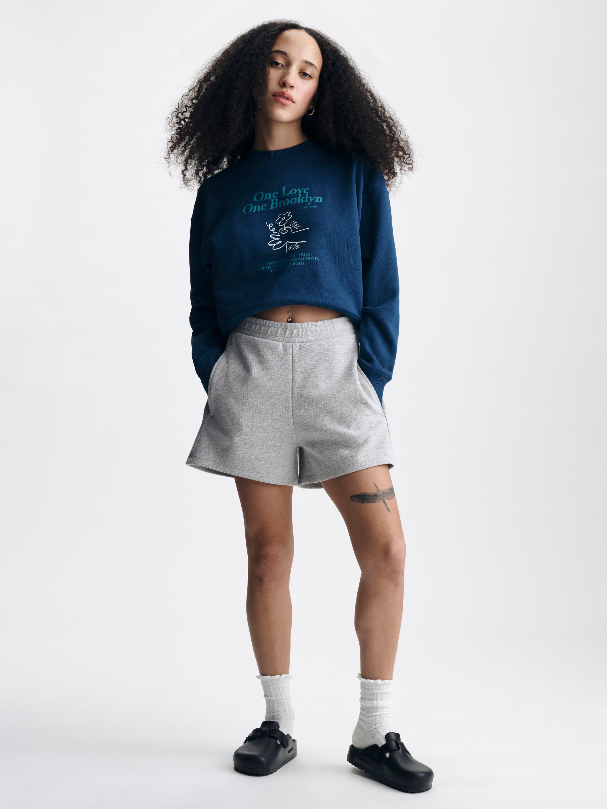 Women's Pique Shorts in Light Grey Melange - BROOKLYN INDUSTRIES