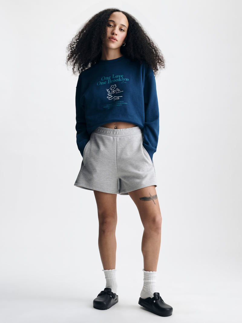 Women's Pique Shorts in Light Grey Melange - BROOKLYN INDUSTRIES