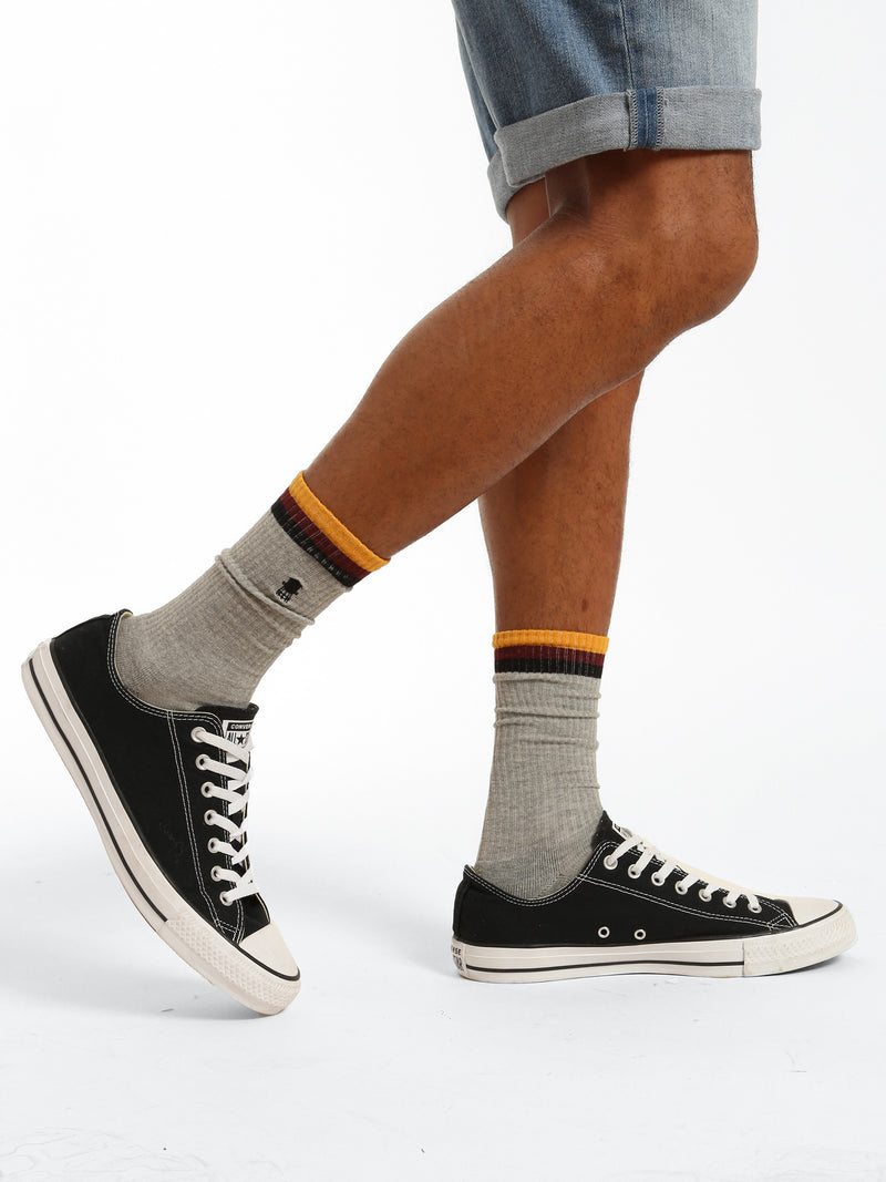 Men's Water Tower Logo Socks in Grey - BROOKLYN INDUSTRIES