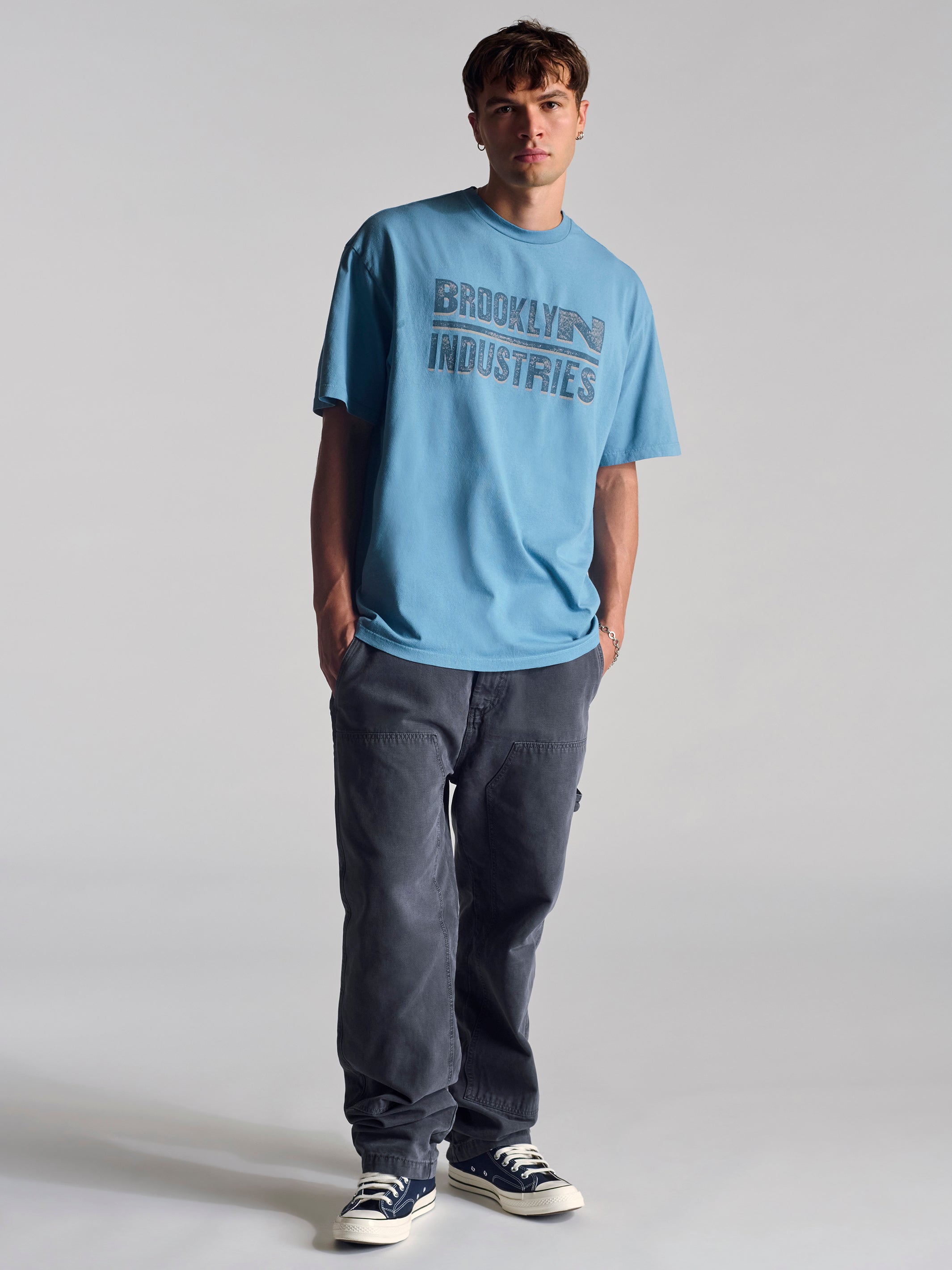 Men's Brooklyn Vintage T-Shirt In Blue Shadow - BROOKLYN INDUSTRIES