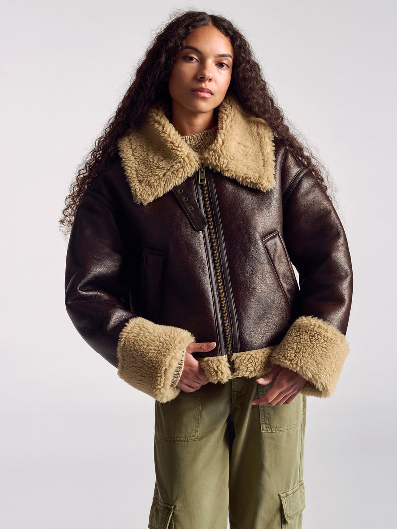 Women's Furry Coat In Toffee - BROOKLYN INDUSTRIES