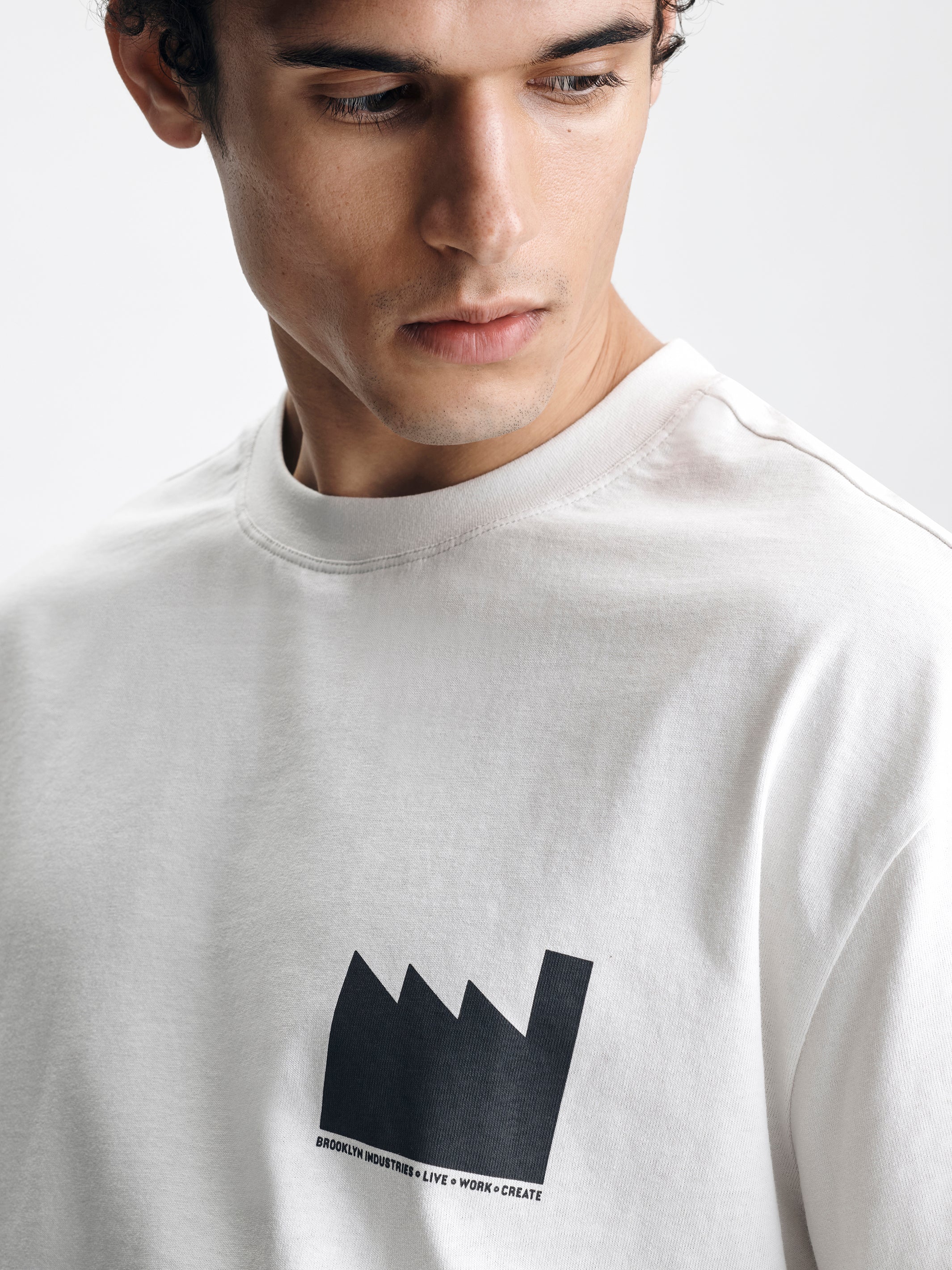 Men's Brooklyn Factory T-Shirt in White Onyx - BROOKLYN INDUSTRIES