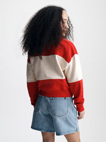 Women's Logo Rugby Polo Sweatshirt in Goji Berry - BROOKLYN INDUSTRIES