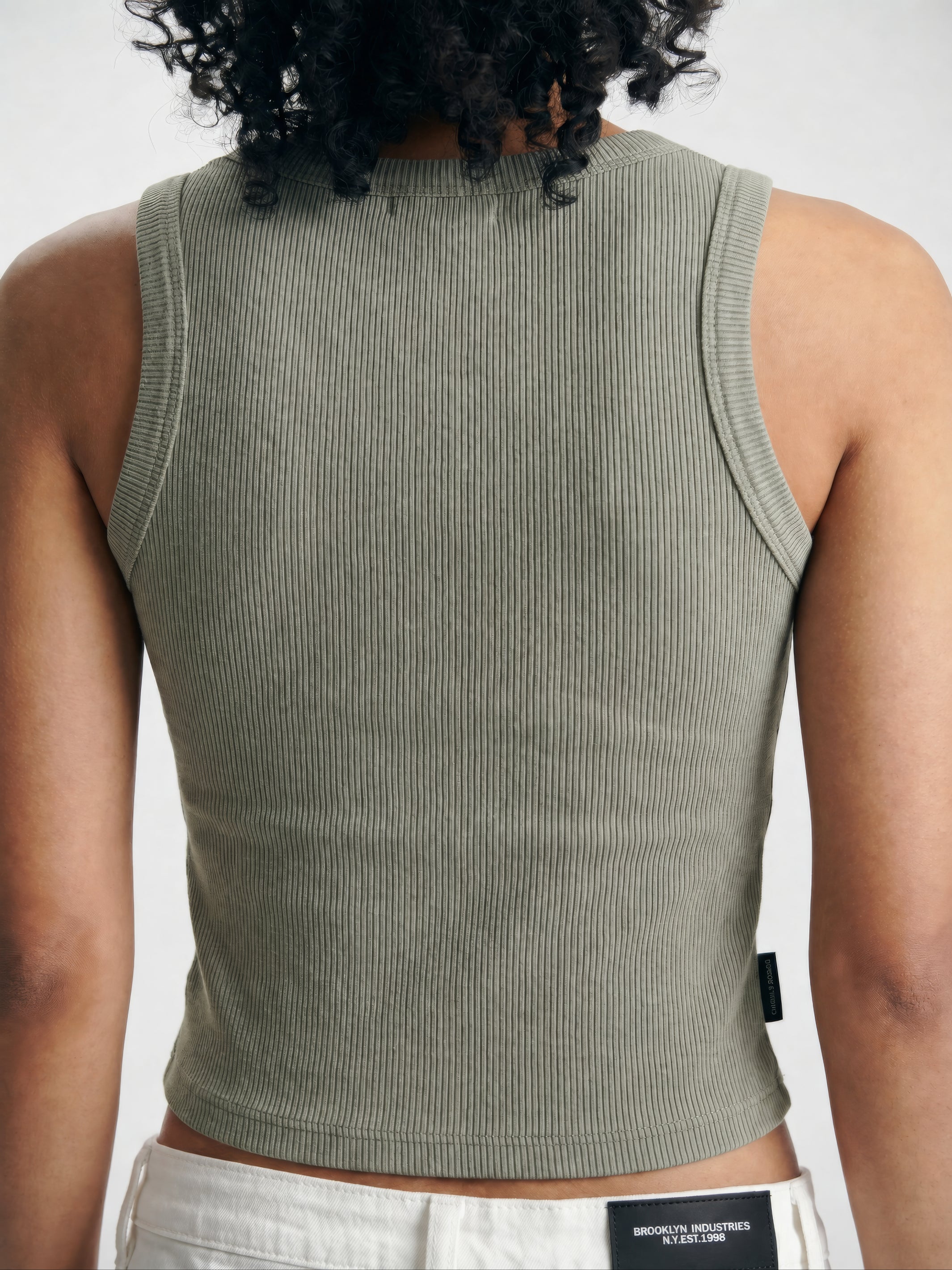Women's Ribbed Cropped Tank Top in Shadow - BROOKLYN INDUSTRIES