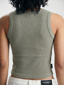 Women's Ribbed Cropped Tank Top in Shadow - BROOKLYN INDUSTRIES