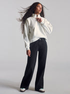 Women's Half Zip Sweatshirt In Antique White - BROOKLYN INDUSTRIES