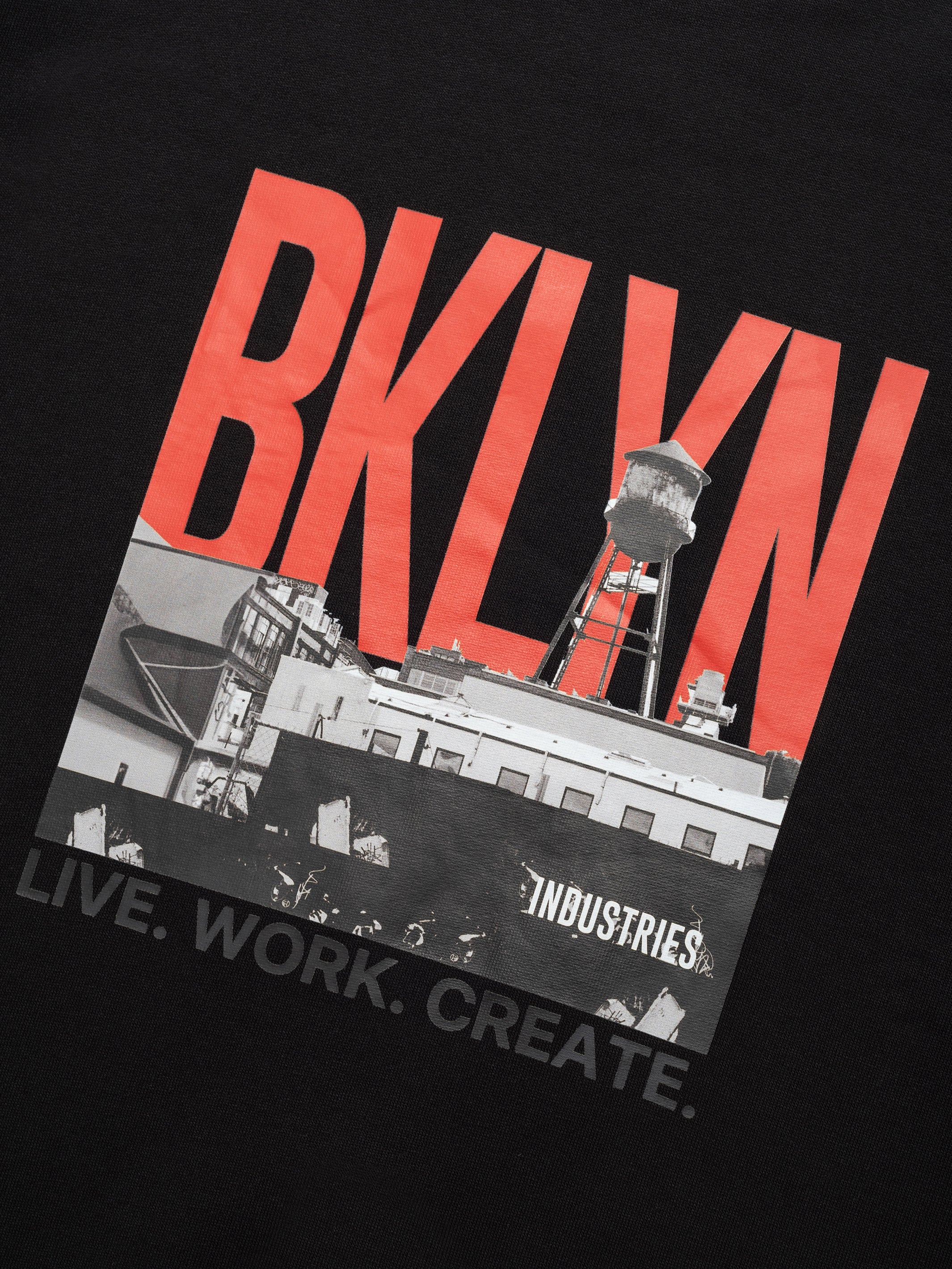 Men's City Printed Crew Neck Sweatshirt In Black - BROOKLYN INDUSTRIES