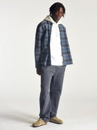 Men's Overshirt In Dark Denim Check - BROOKLYN INDUSTRIES