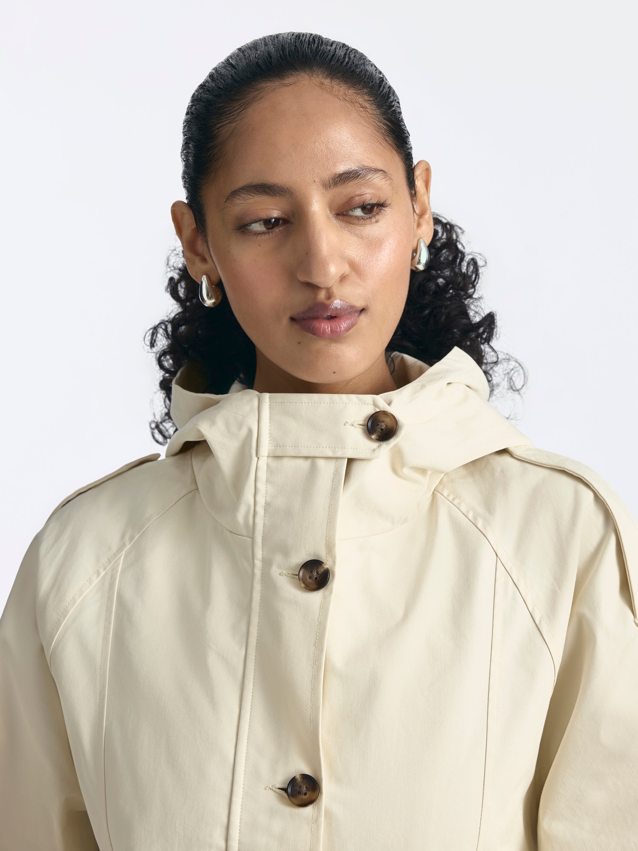 Women's Short Utility Cinch Jacket in Bone White - BROOKLYN INDUSTRIES