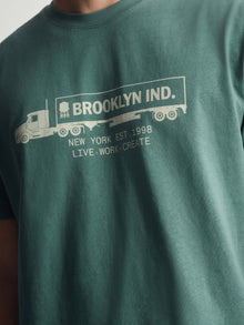 Men's Brooklyn Logo Cotton T-Shirt In Silver Pine