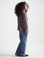 Women's Long Sleeve Plaid Shirt in Bordeaux Check - BROOKLYN INDUSTRIES