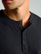 Men's Long Sleeve Henley T-Shirt In Black - BROOKLYN INDUSTRIES