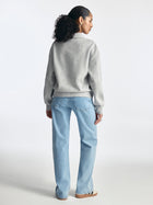 Women's Pique Polo Sweatshirt in Light Grey Melange - BROOKLYN INDUSTRIES