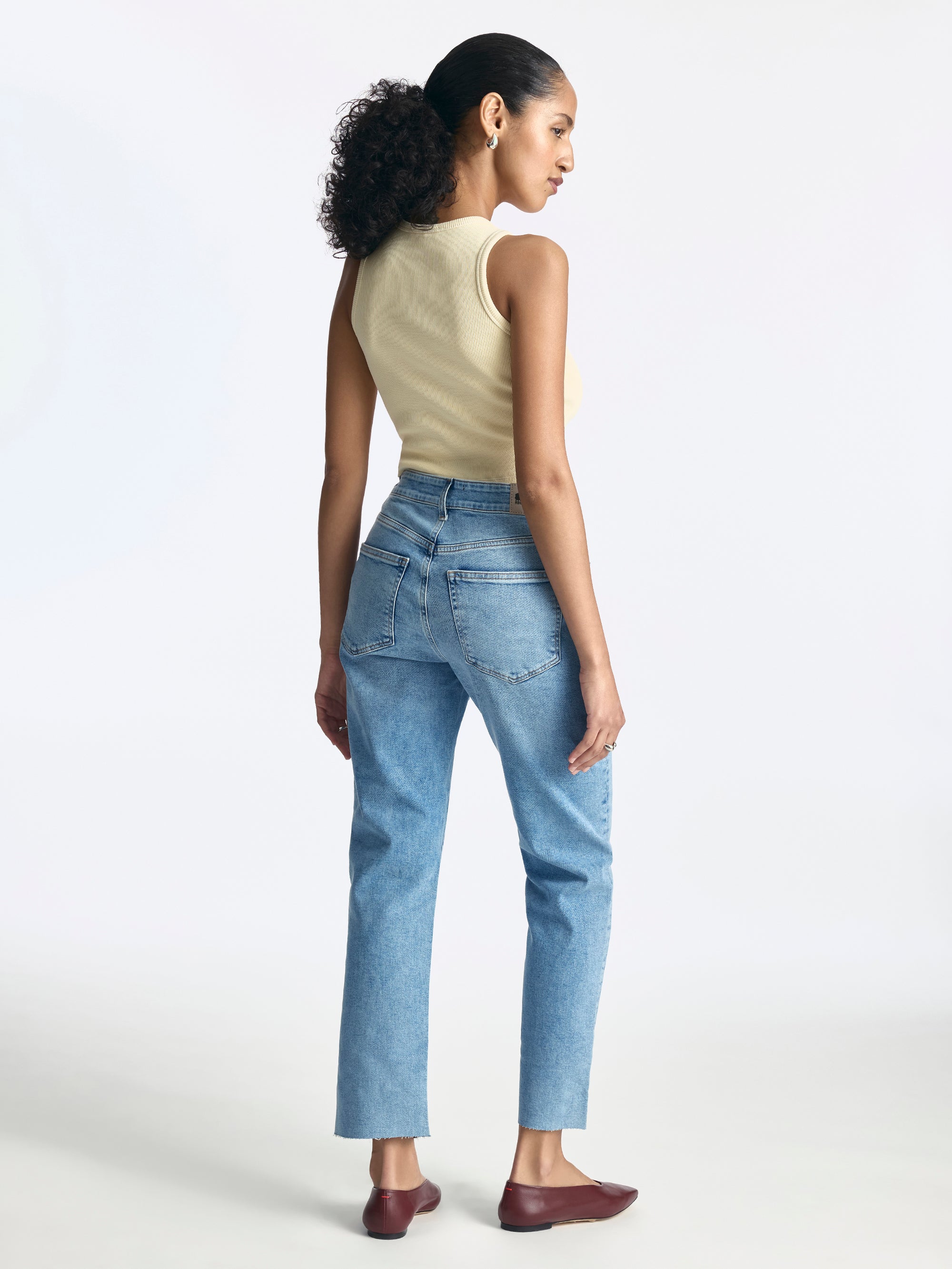 Meadow High Rise Boyfriend Jeans in Mid Ripped Denim - BROOKLYN INDUSTRIES