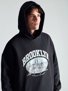 Men's Brooklyn Vintage Hooded Sweatshirt In Black - BROOKLYN INDUSTRIES