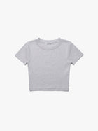 Women's Ribbed Cropped T-Shirt in Light Grey Melange