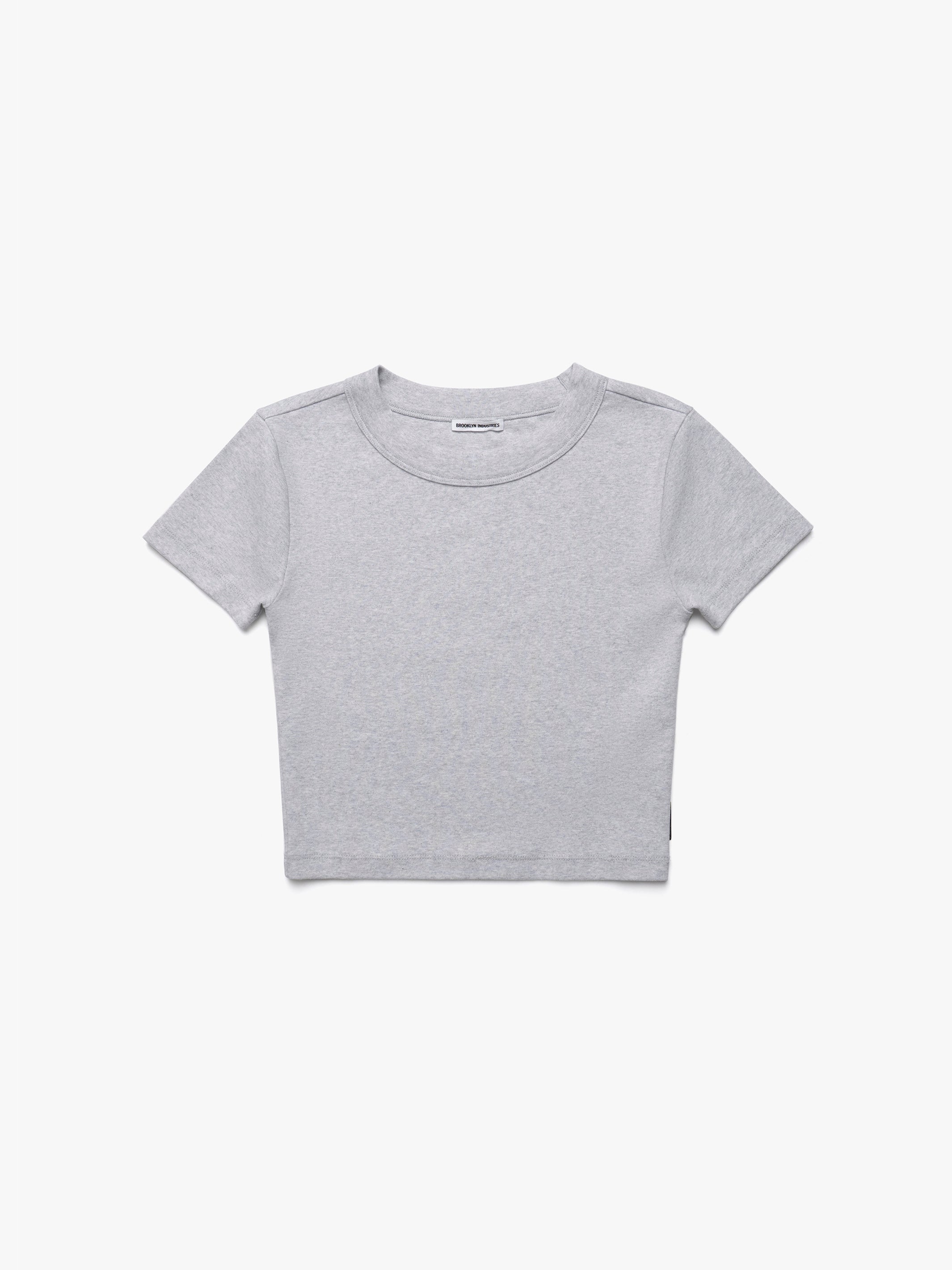Women's Ribbed Cropped T-Shirt in Light Grey Melange