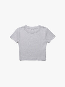 Women's Ribbed Cropped T-Shirt in Light Grey Melange