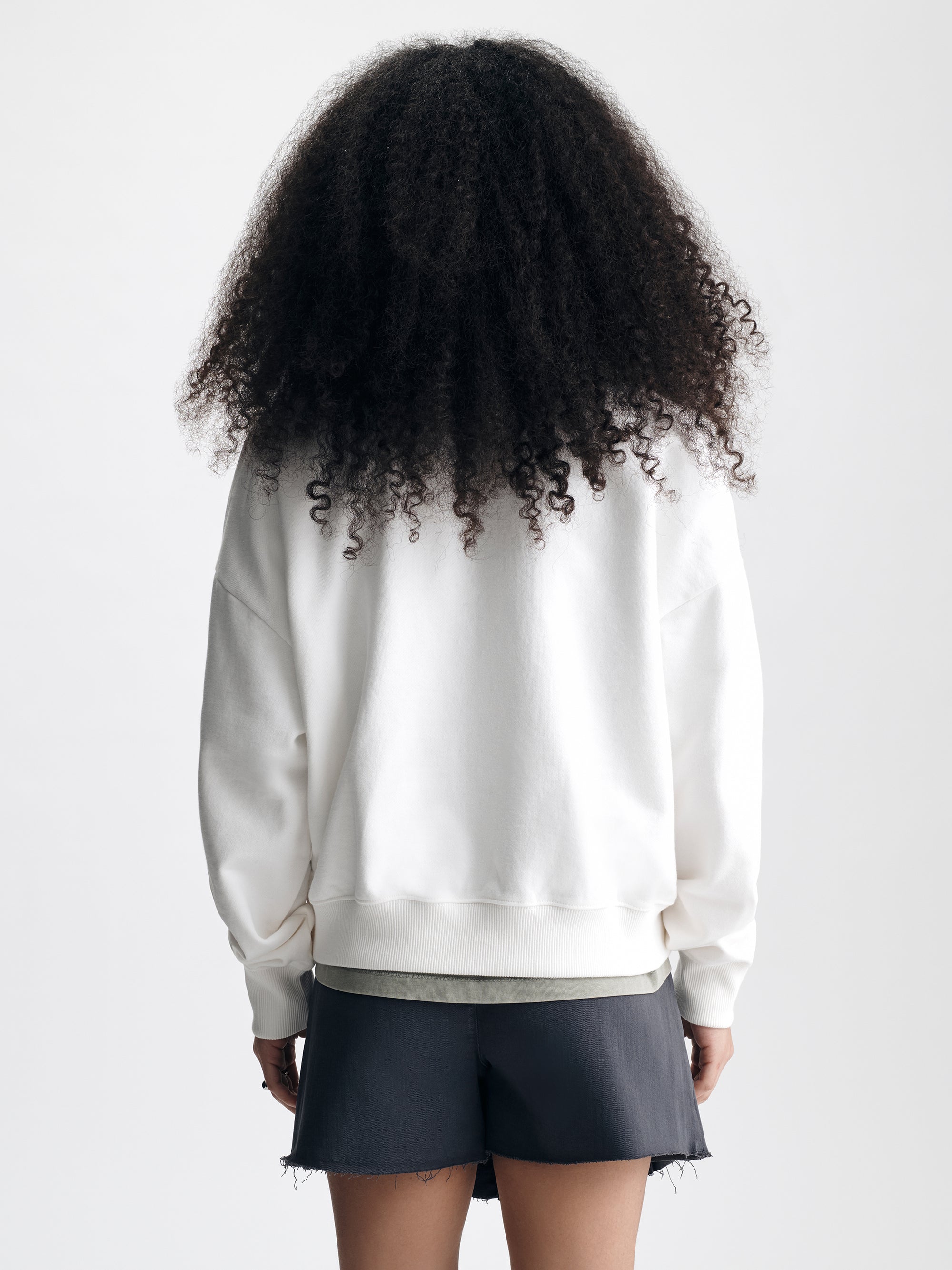 Women's Oversized Brooklyn Half Zip Sweatshirt in Antique White - BROOKLYN INDUSTRIES