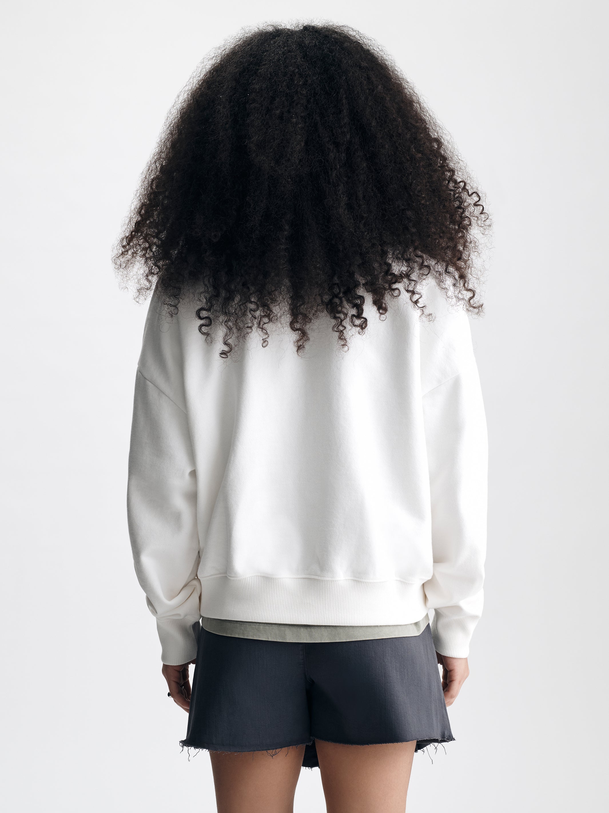 Women's Oversized Brooklyn Half Zip Sweatshirt in Antique White - BROOKLYN INDUSTRIES