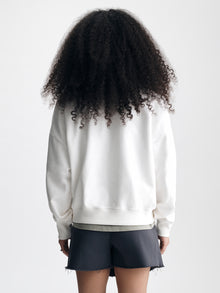 Women's Oversized Brooklyn Half Zip Sweatshirt in Antique White - BROOKLYN INDUSTRIES