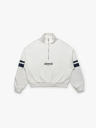 Women's Brooklyn Half Zip Varsity Sweatshirt in Antique White - BROOKLYN INDUSTRIES