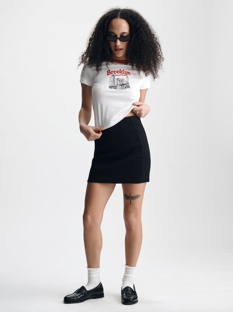 Women's Ribbed Mini Skirt in Black - BROOKLYN INDUSTRIES