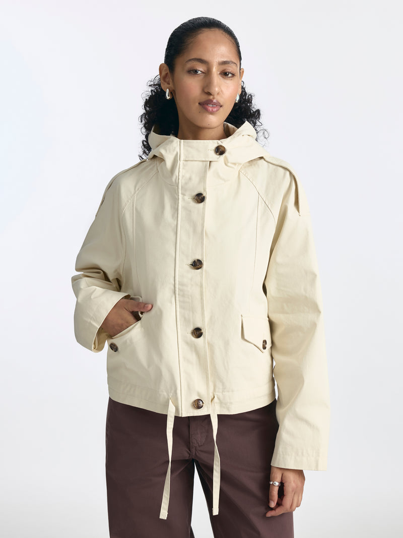 Women's Short Utility Cinch Jacket in Bone White - BROOKLYN INDUSTRIES