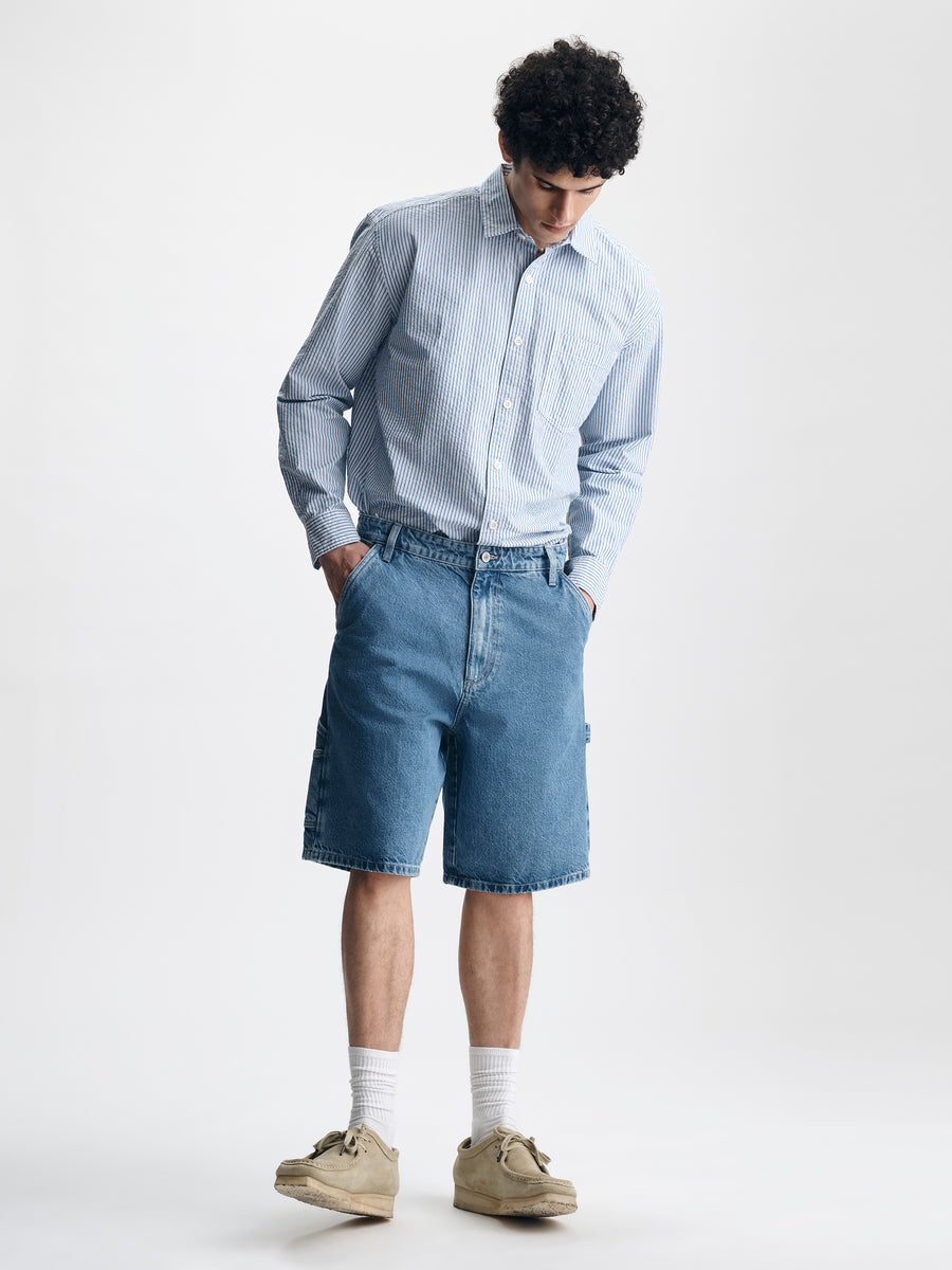 Men's Williamsburg Carpenter Shorts in Mid Everyday Denim - BROOKLYN INDUSTRIES